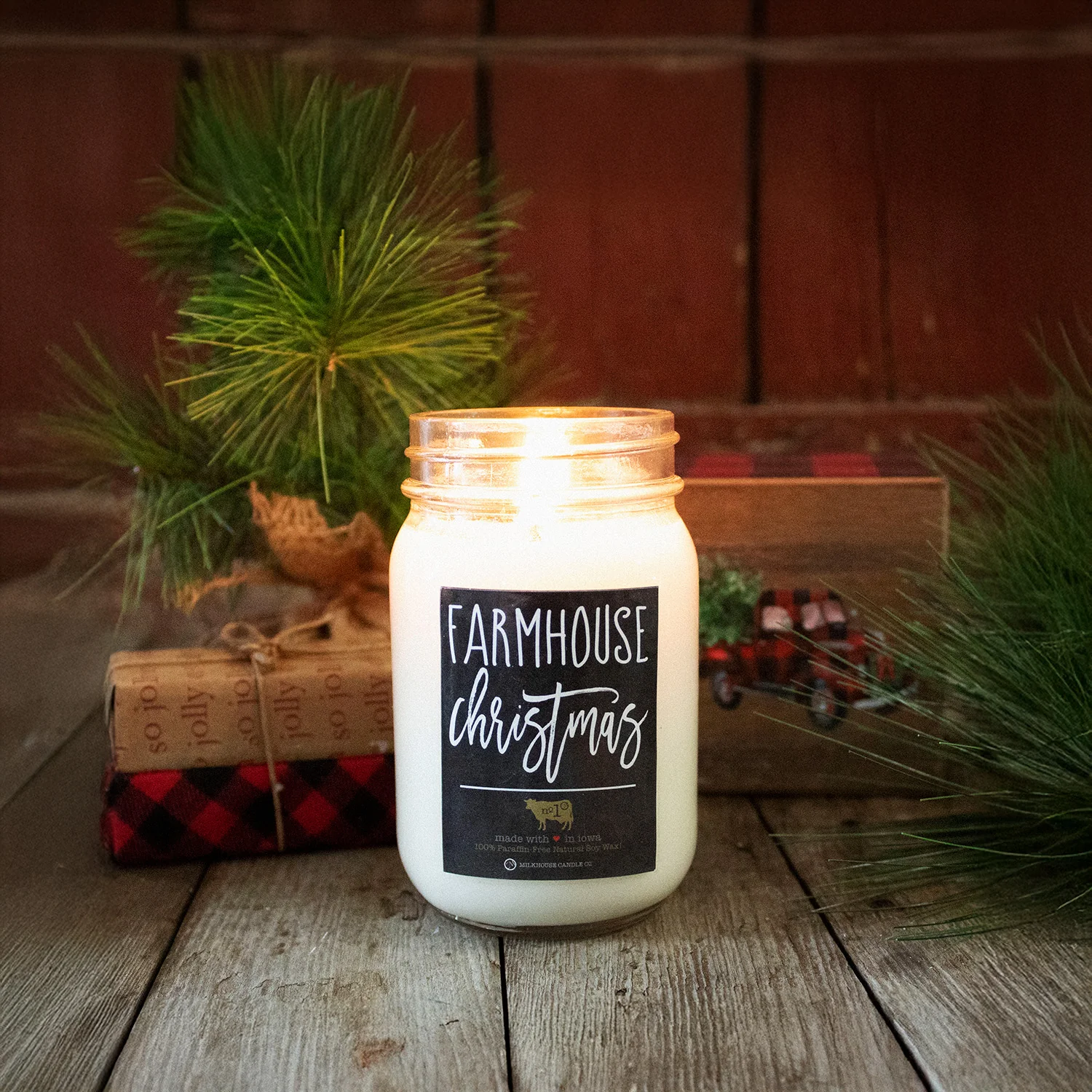 Farmhouse Christmas Candle | 13 oz Mason Jar - Image 3