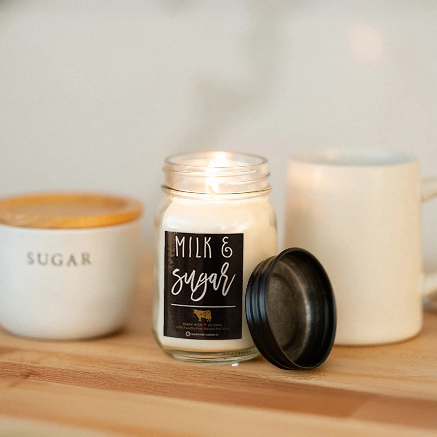 Milk & Sugar Candle | 13 oz Mason Jar - Image 3