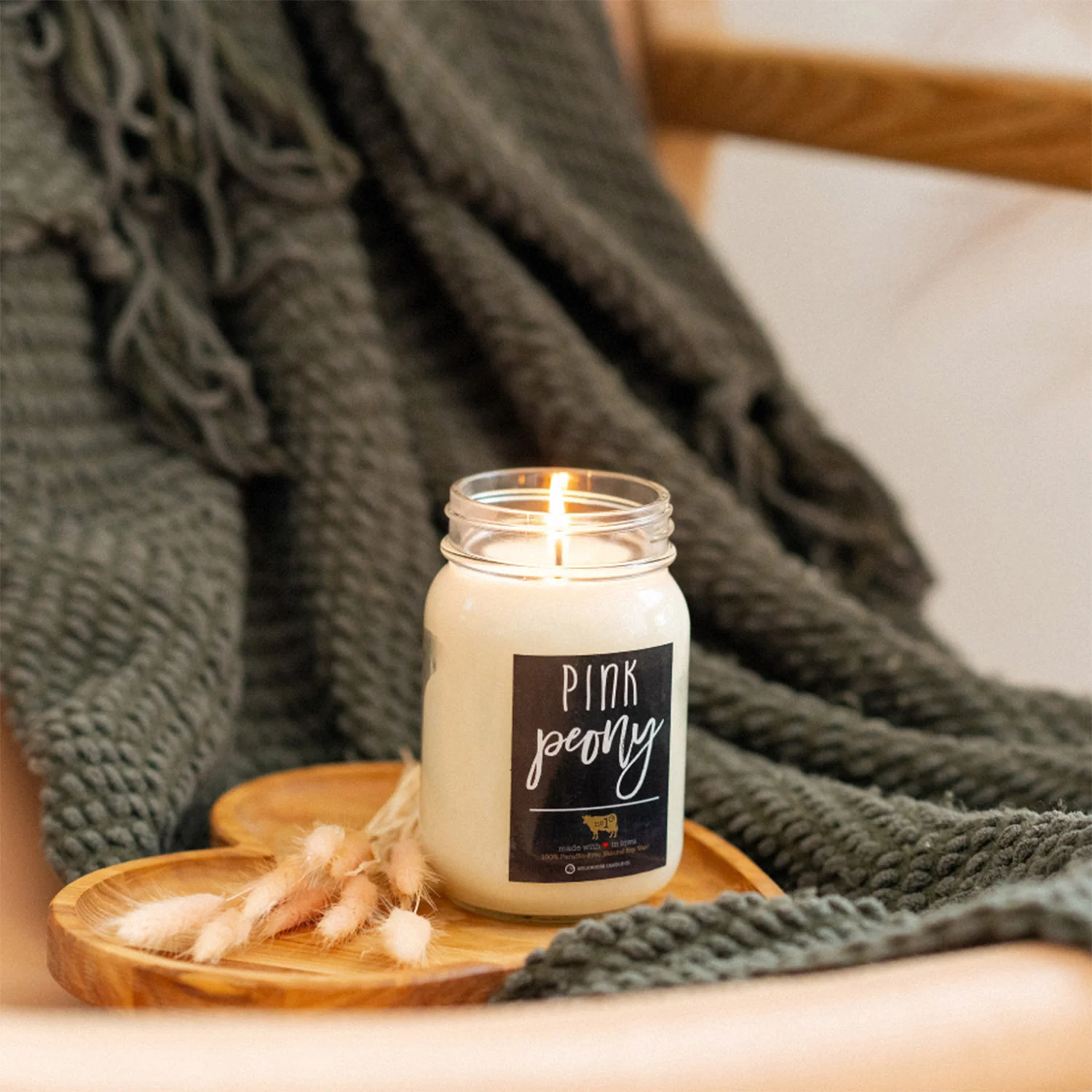 Pink Peony Candle | 13 oz Mason Jar - Image 3