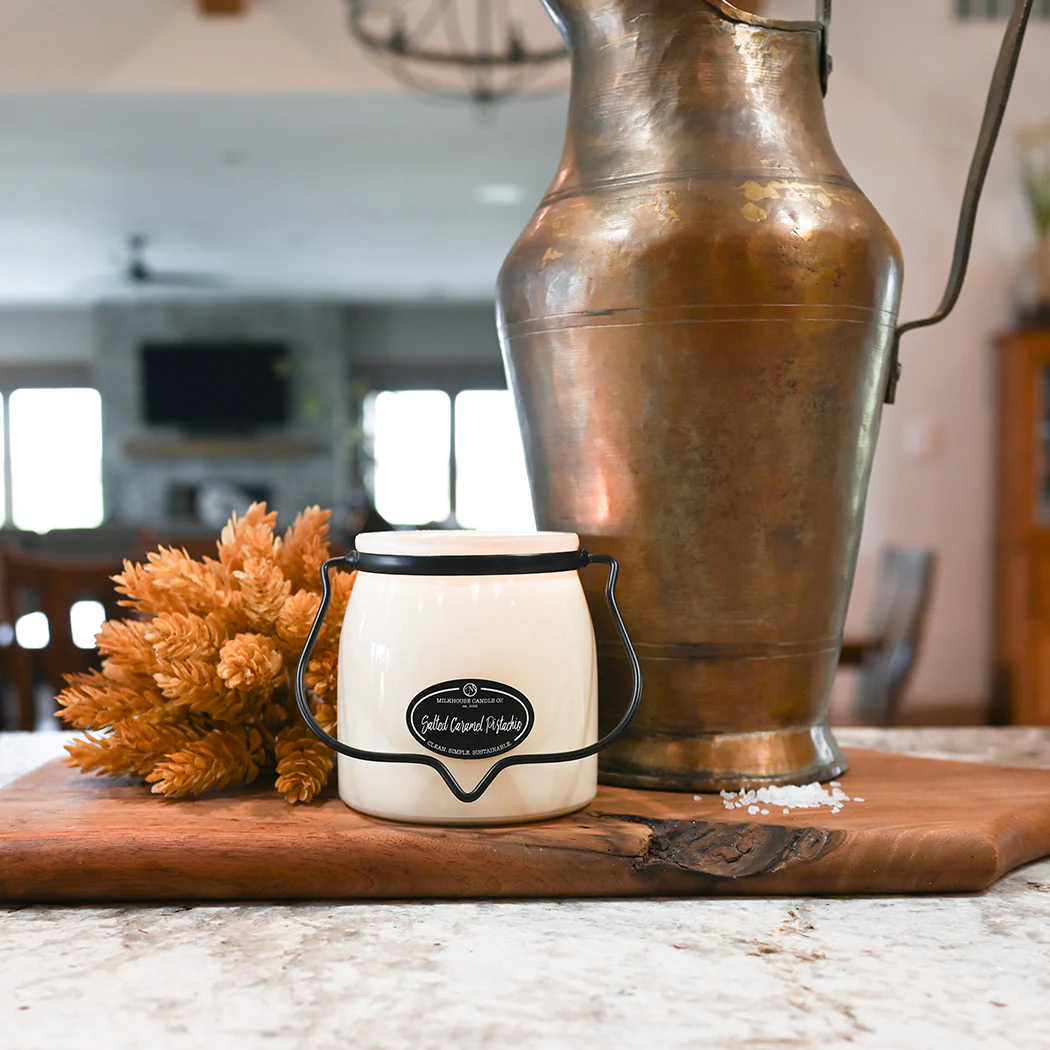 Salted Caramel Pistachio Candle | 16 oz Butter Jar - Image 2