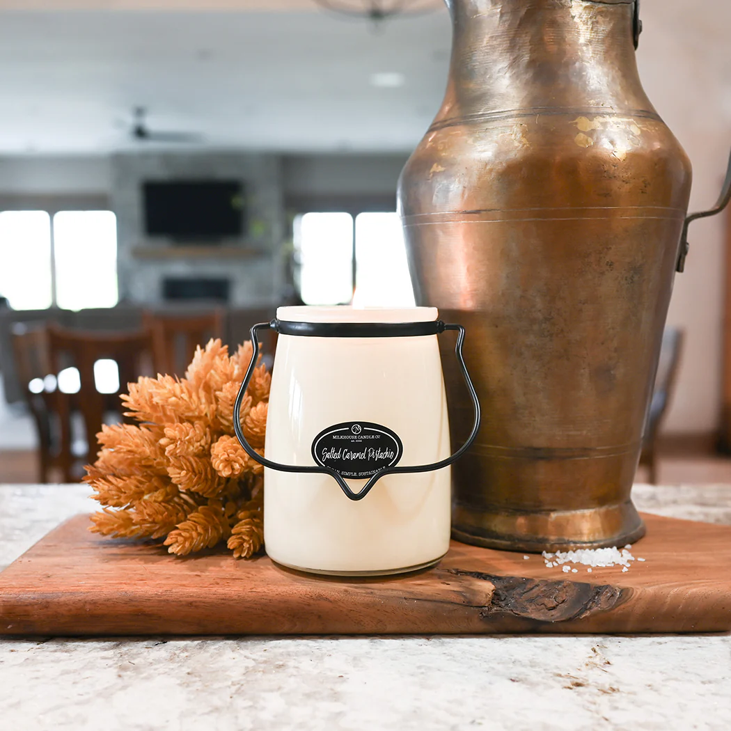 Salted Caramel Pistachio Candle | 22 oz Butter Jar - Image 2