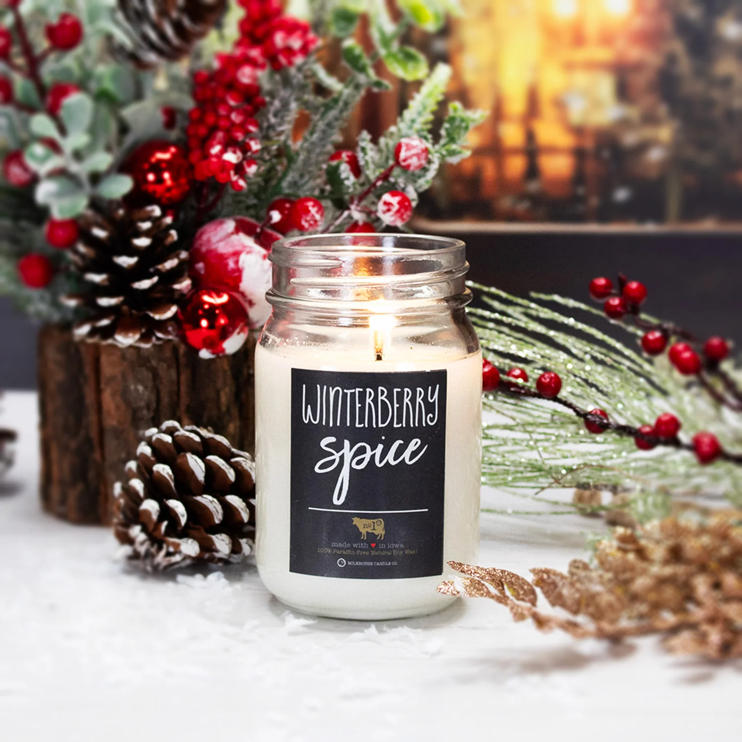 Winterberry Spice Candle | 13 oz Mason Jar - Image 3